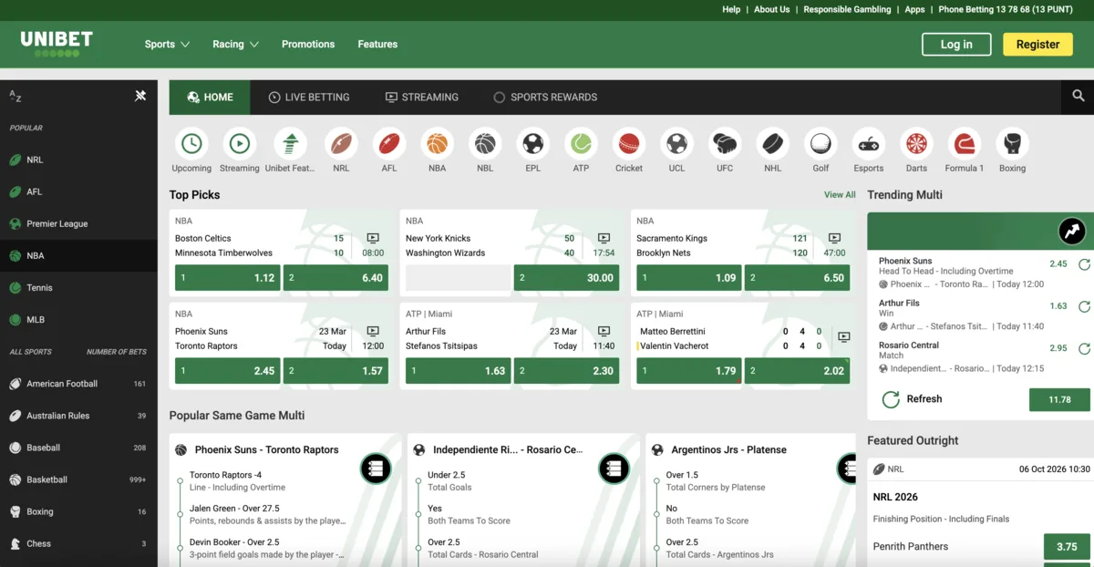 Unibet desktop